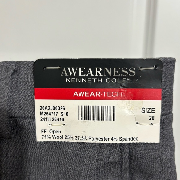 NWT Awareness Kenneth Cole Gray Men’s Dress Pants Size 28 - Picture 3 of 8